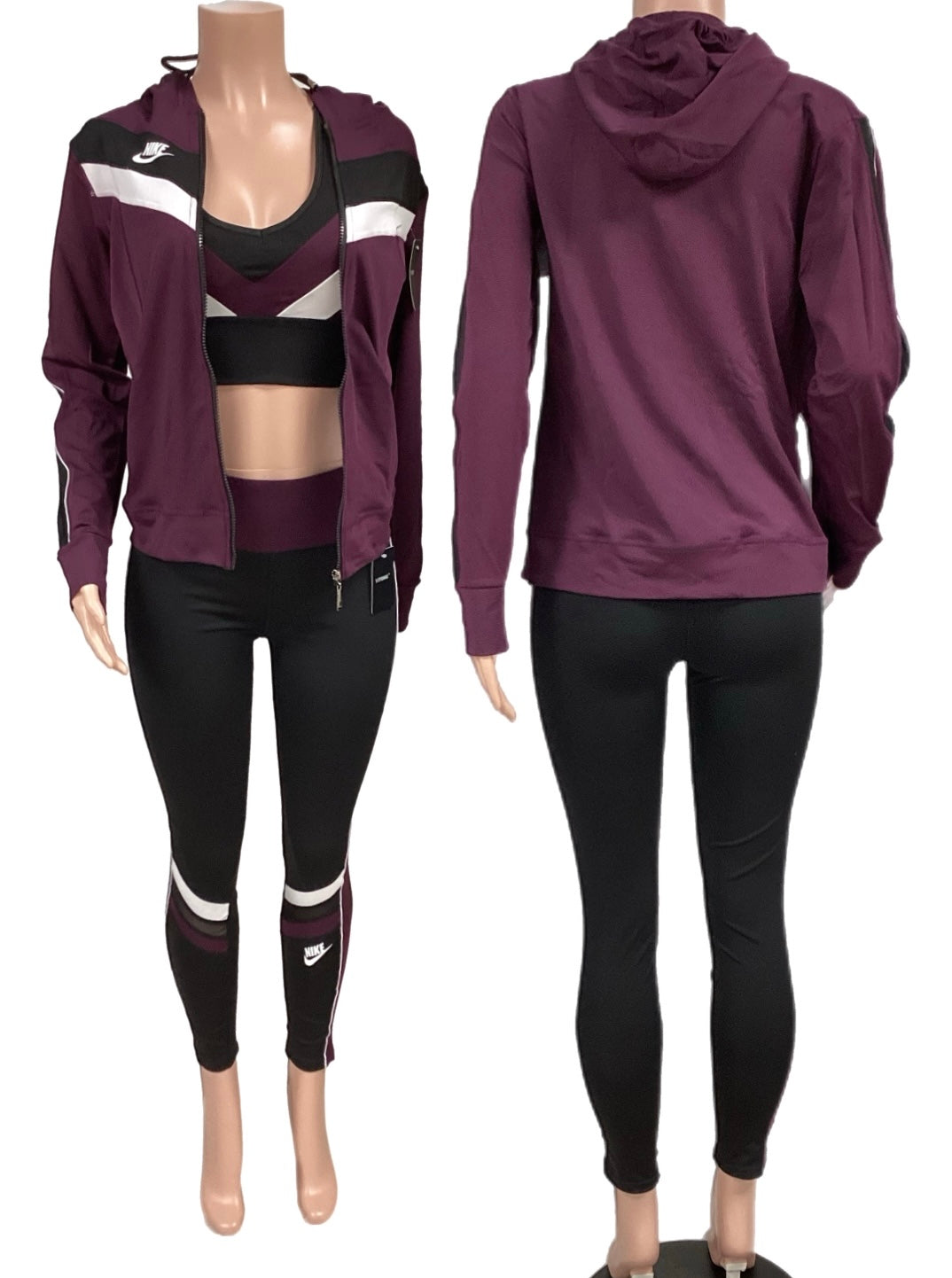 Palatinate purple/Black sports bra 3pcs track set
