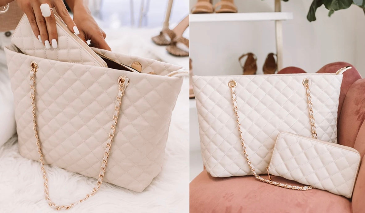 Give Them Glam Quilted Tote with Wallet