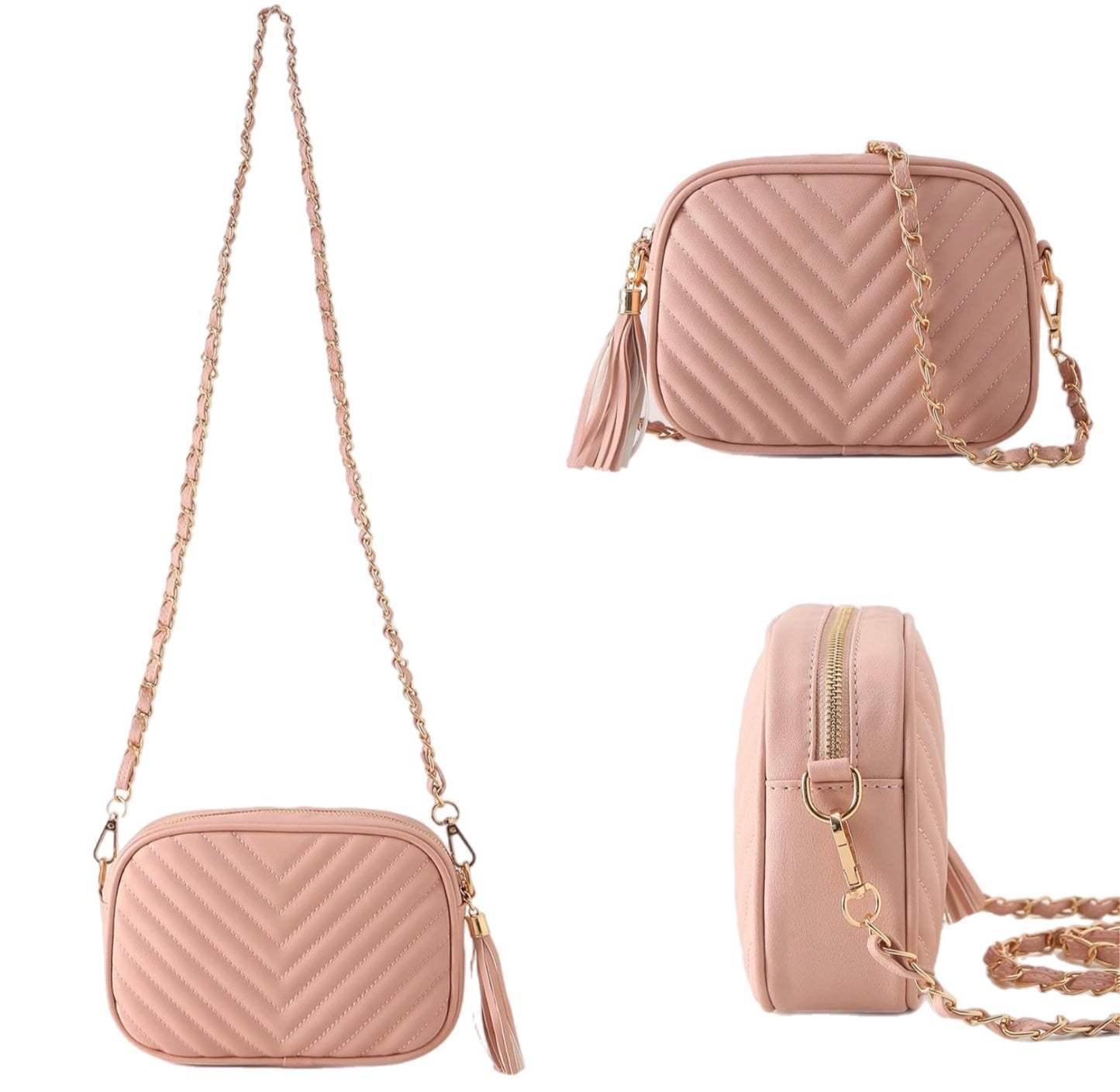 Tassel Quilted Crossbody Chain Purse