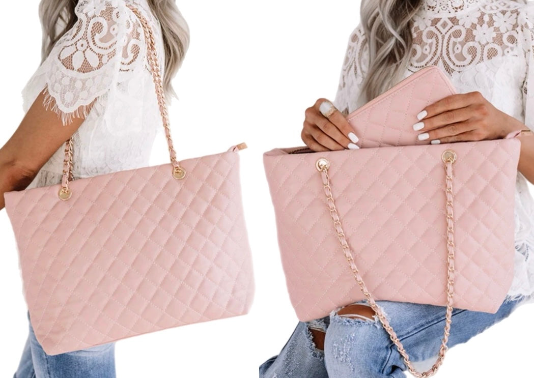 Give Them Glam Quilted Tote with Wallet