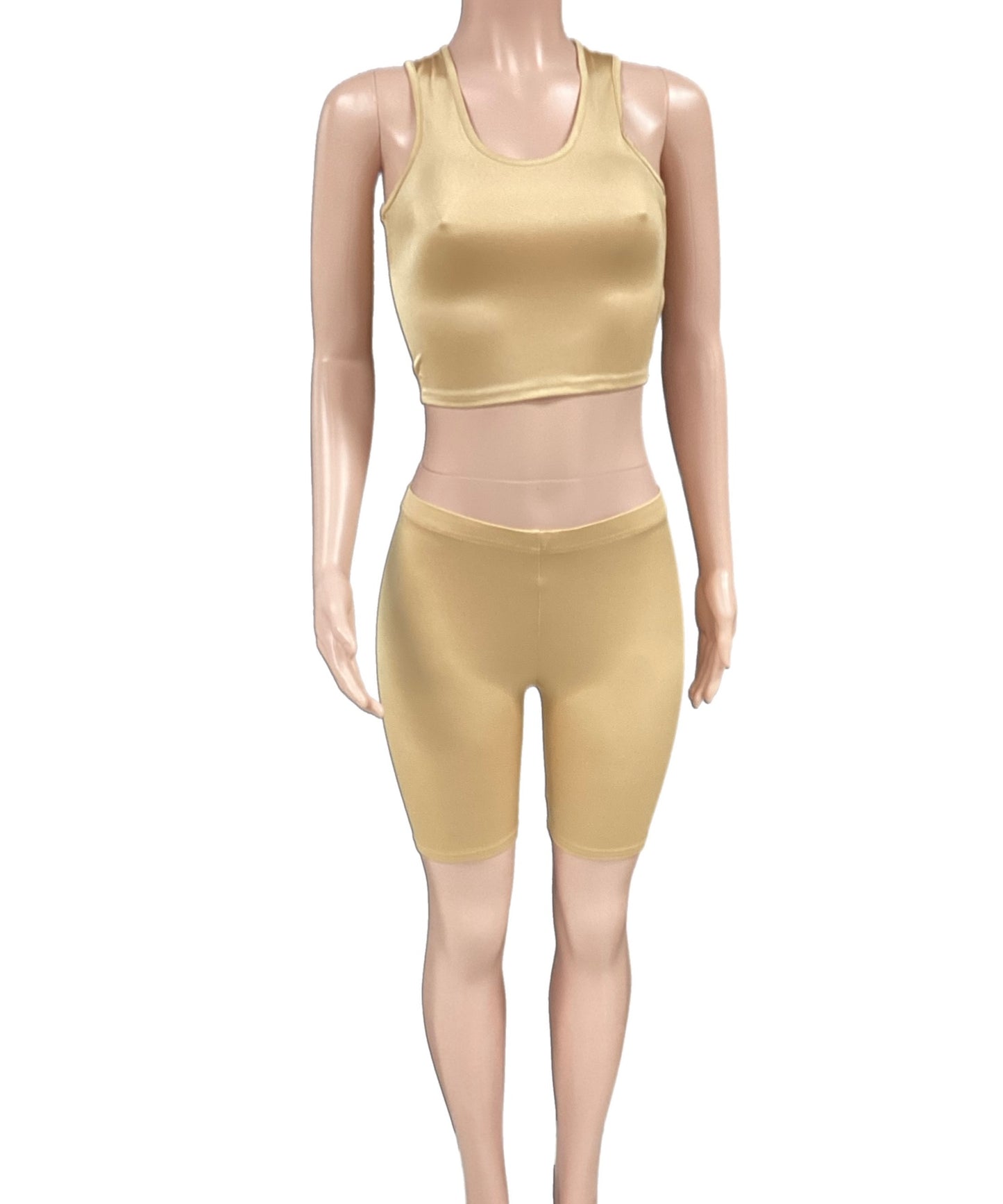 Basic sleeveless crop tank & biker shorts set