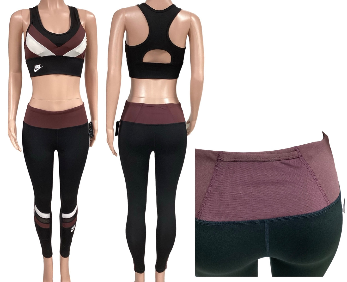 Palatinate purple/Black sports bra 3pcs track set