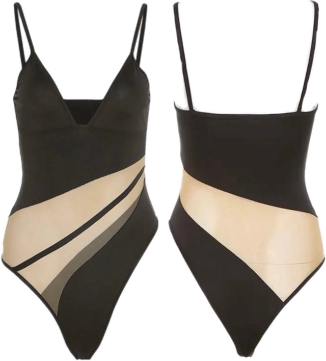 Black & Nude Mesh Bodysuit