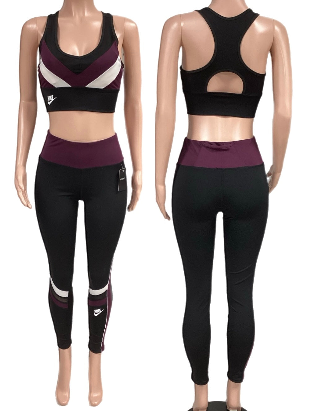 Palatinate purple/Black sports bra 3pcs track set