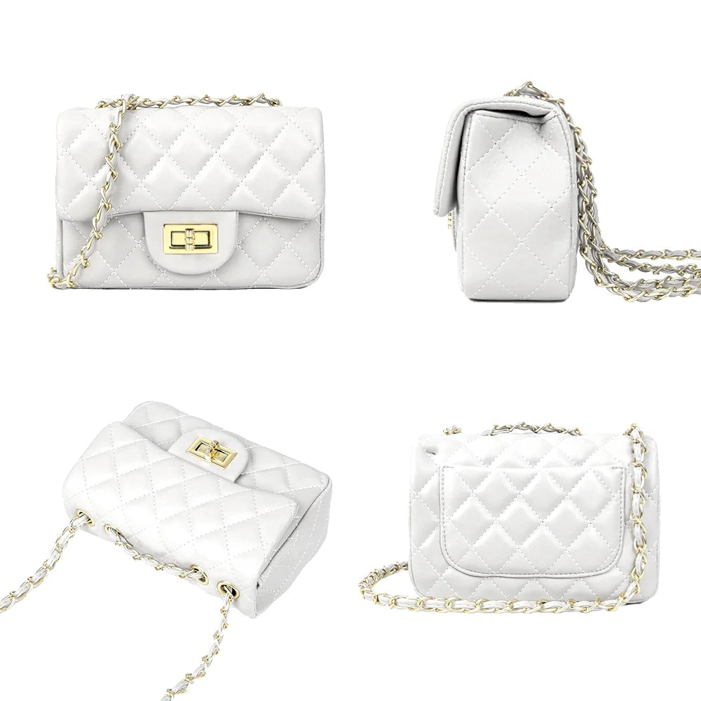 Quilted Lock Crossbody Chain Puse