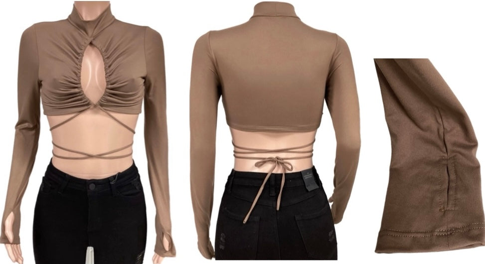 Keyhole Tie Up Crop Top
