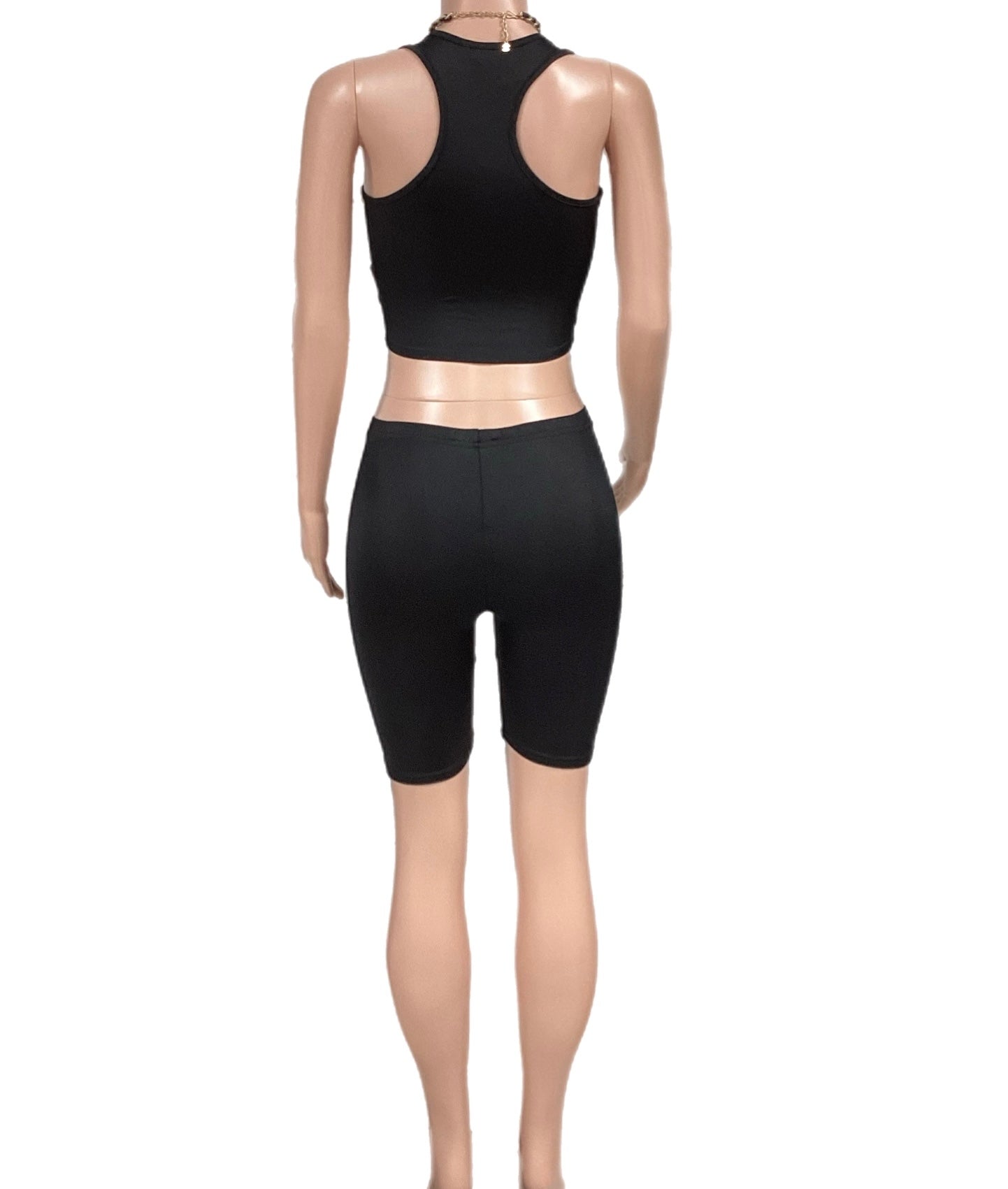 Basic sleeveless crop tank & biker shorts set