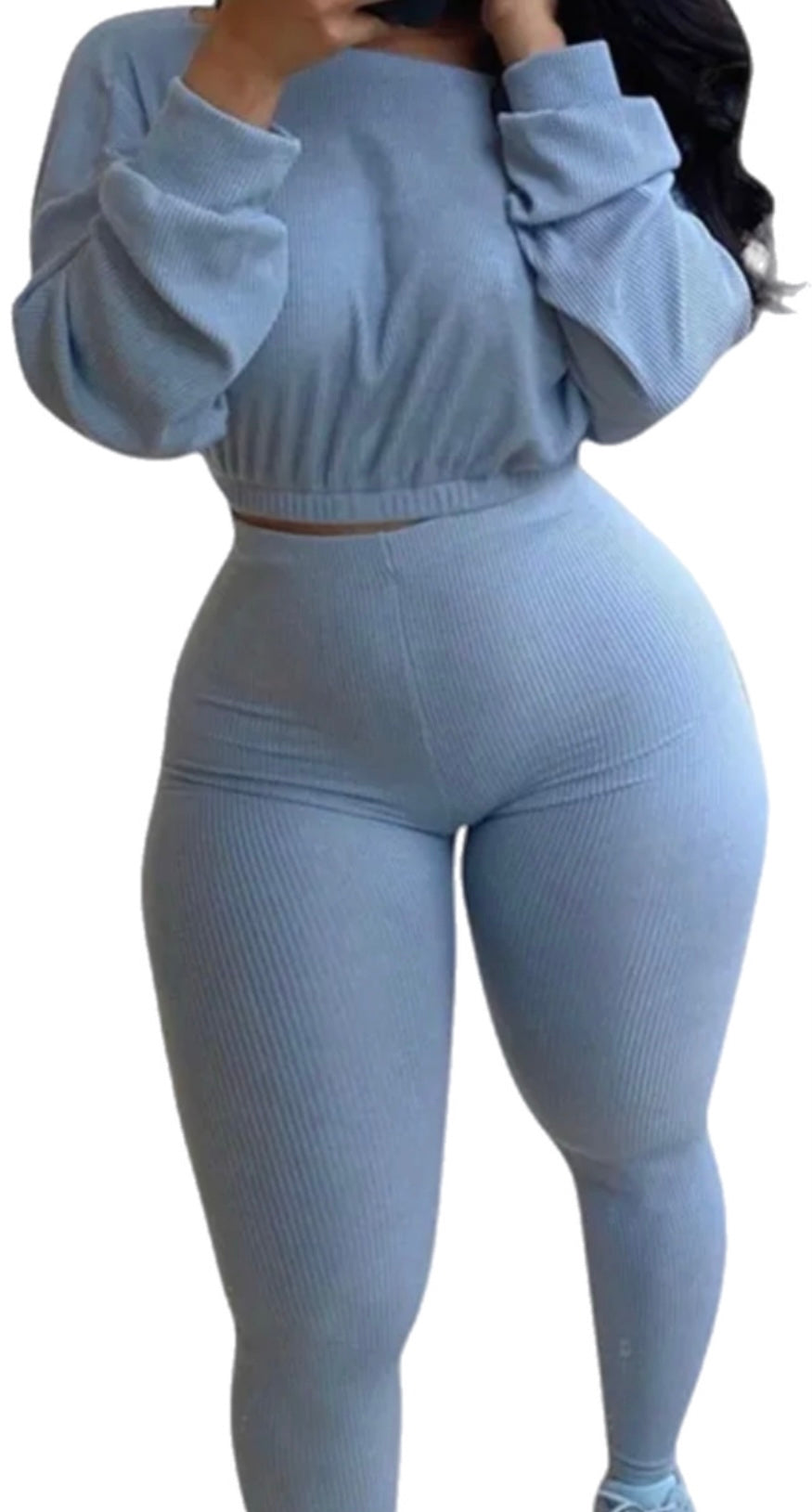 O-Neck Ribbed Crop Top & Pants
