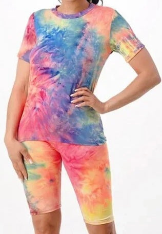 2pc Tie Dyed Short Sports Set