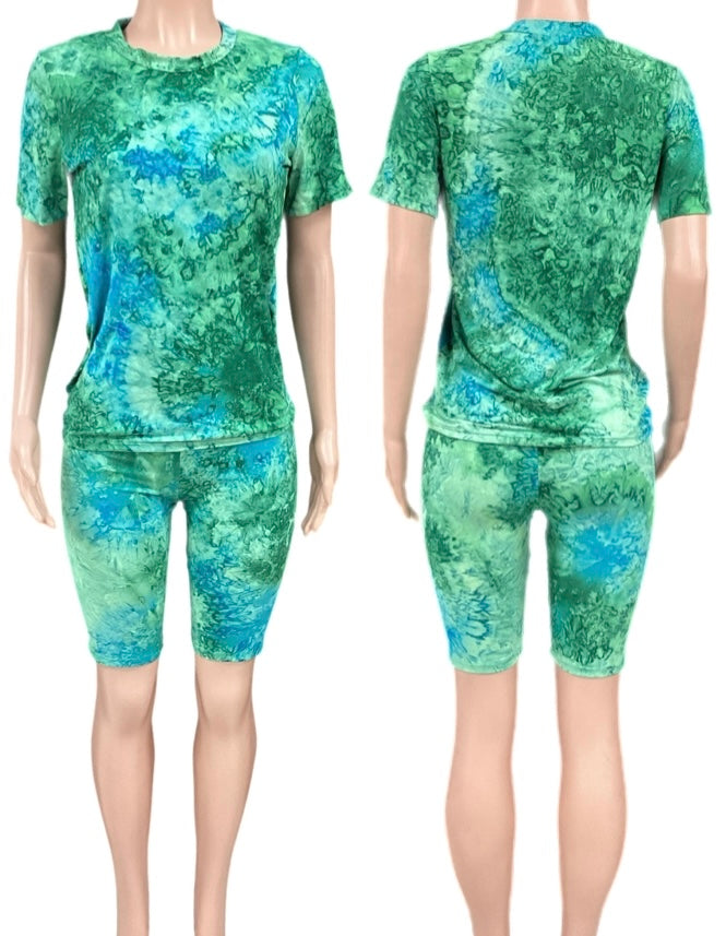 2pc Tie Dyed Short Sports Set