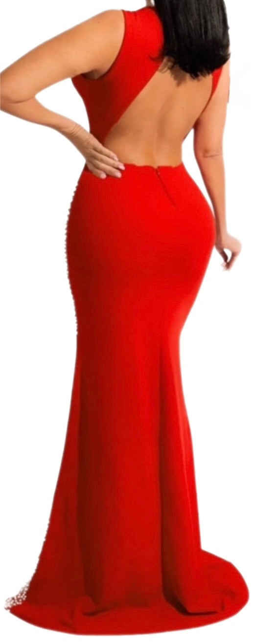 Rhinestone Sheer Mesh Maxi Dress