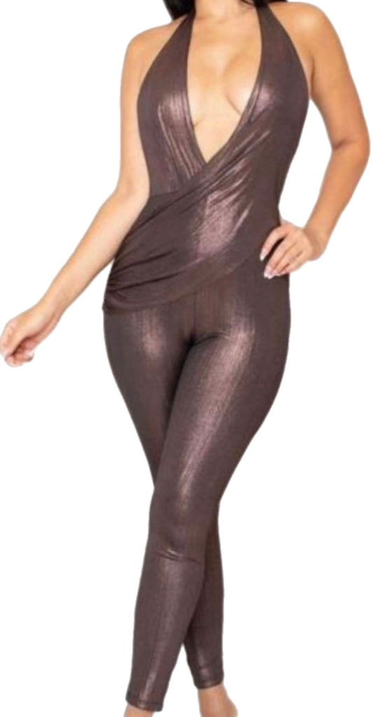 Metallic Backless Jumpsuit