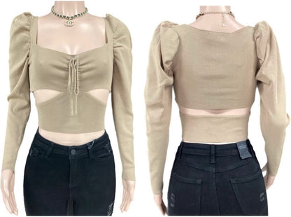 Lace Up Ruffle Top