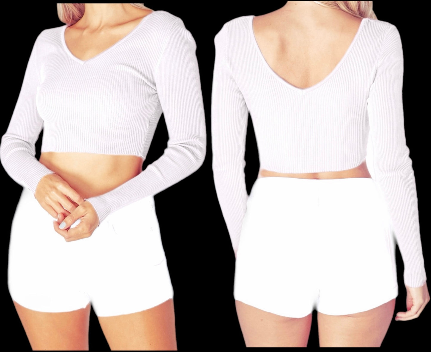 Knit V-neck Crop Top