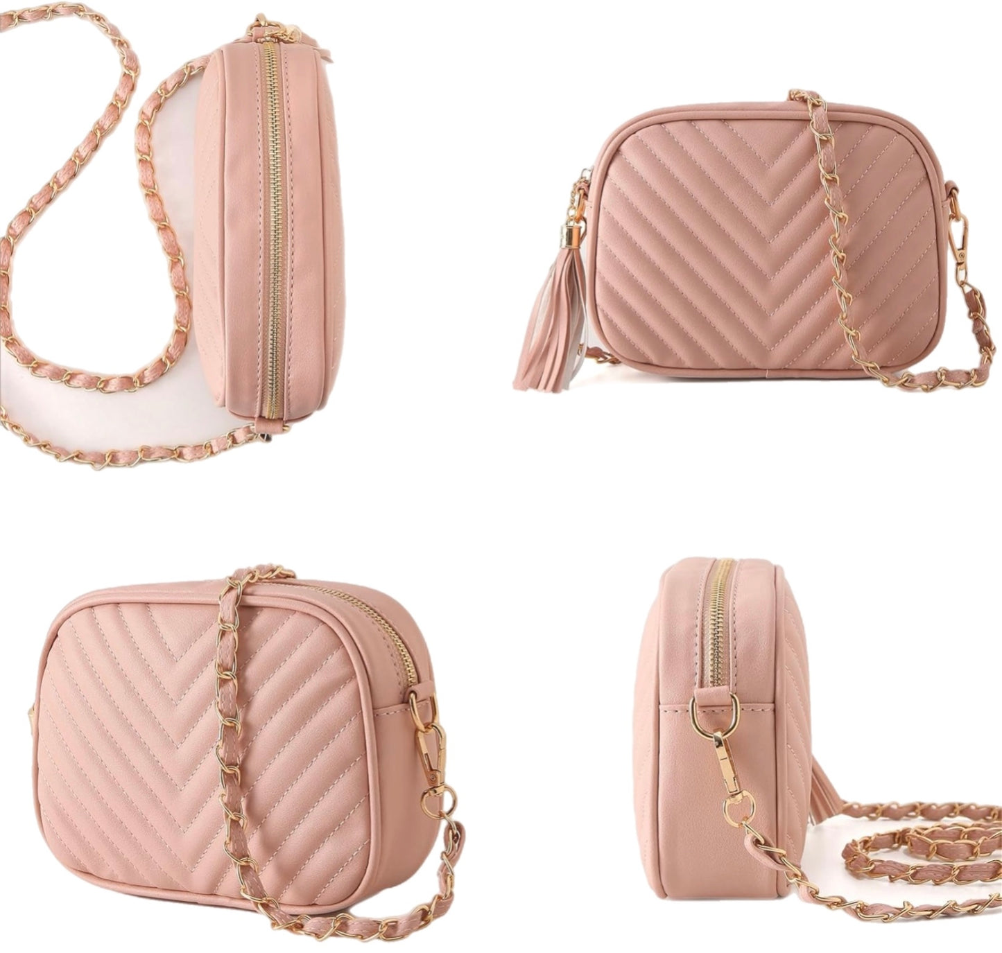 Tassel Quilted Crossbody Chain Purse