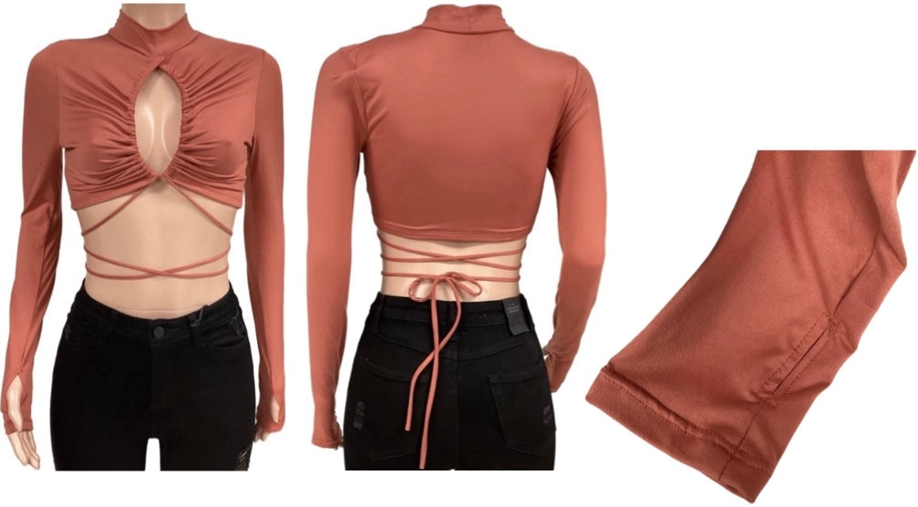 Keyhole Tie Up Crop Top
