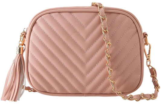 Tassel Quilted Crossbody Chain Purse