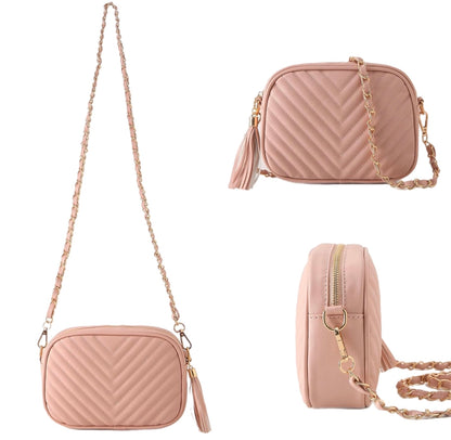 Tassel Quilted Crossbody Chain Purse