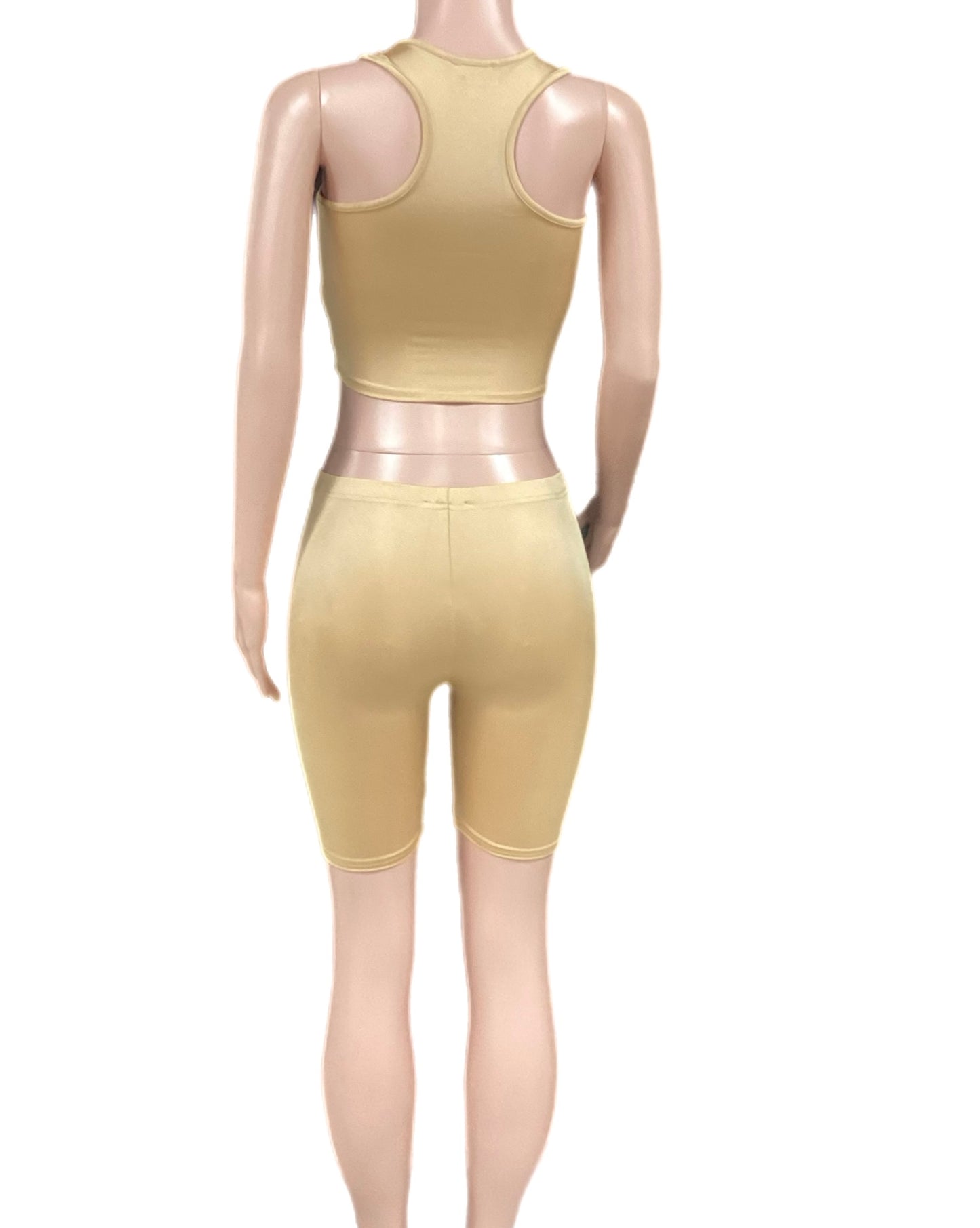 Basic sleeveless crop tank & biker shorts set