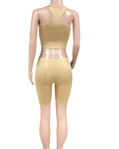 Basic sleeveless crop tank & biker shorts set