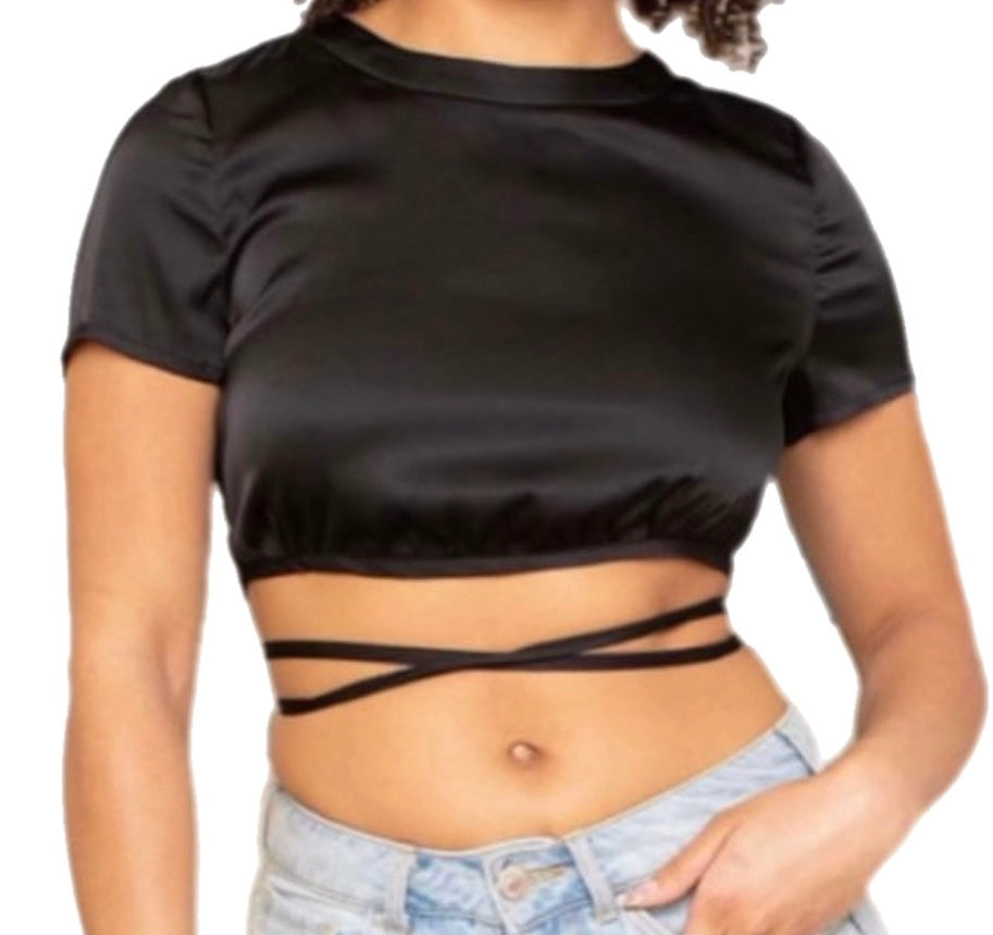 Split Back Tie Front Crop Tee