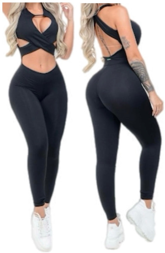 Black Crisscross Bodysuit