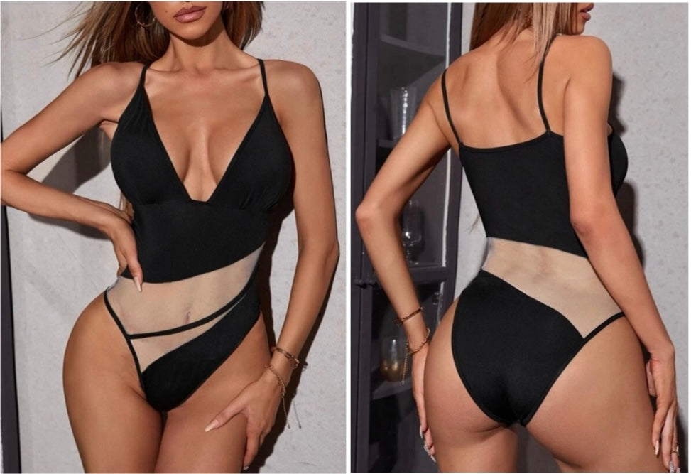 Black & Nude Mesh Bodysuit