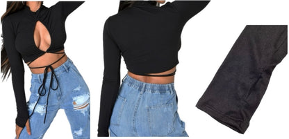 Keyhole Tie Up Crop Top
