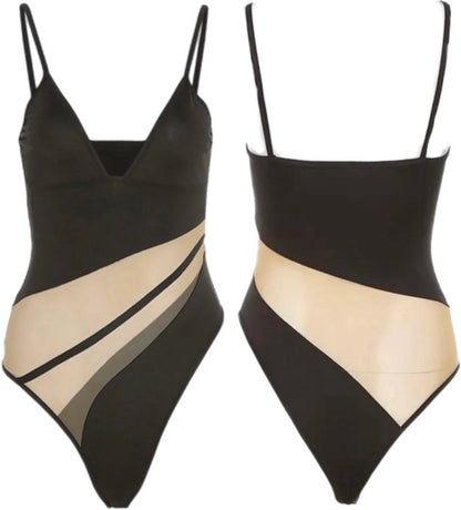 Black & Nude Mesh Bodysuit