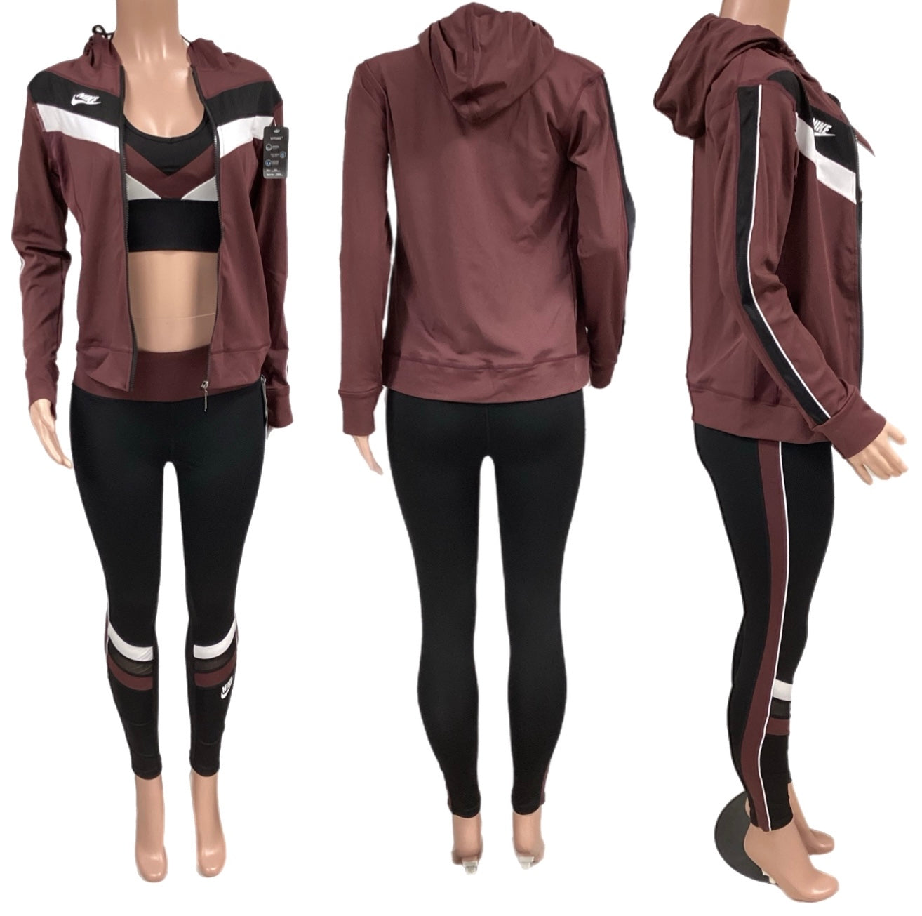 Palatinate purple/Black sports bra 3pcs track set