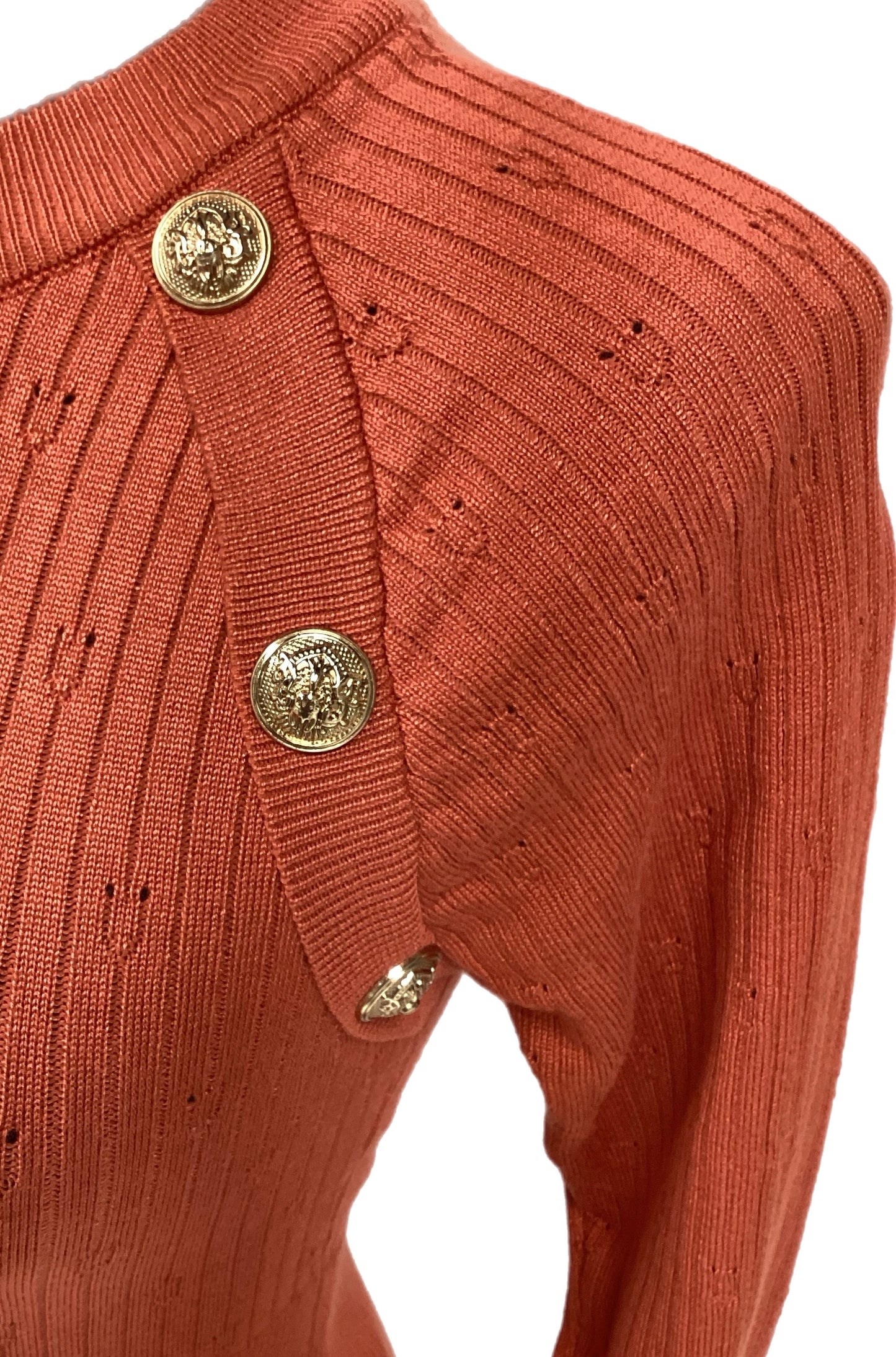 Knit Sweatshirt w/ Gold Buttons