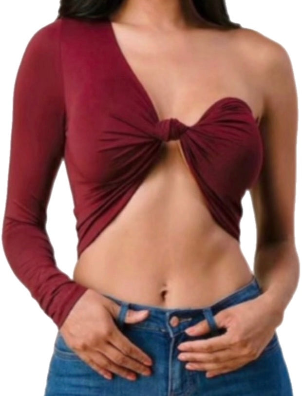 Knot One Shoulder Crop Top