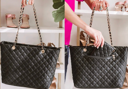 Give Them Glam Quilted Tote with Wallet