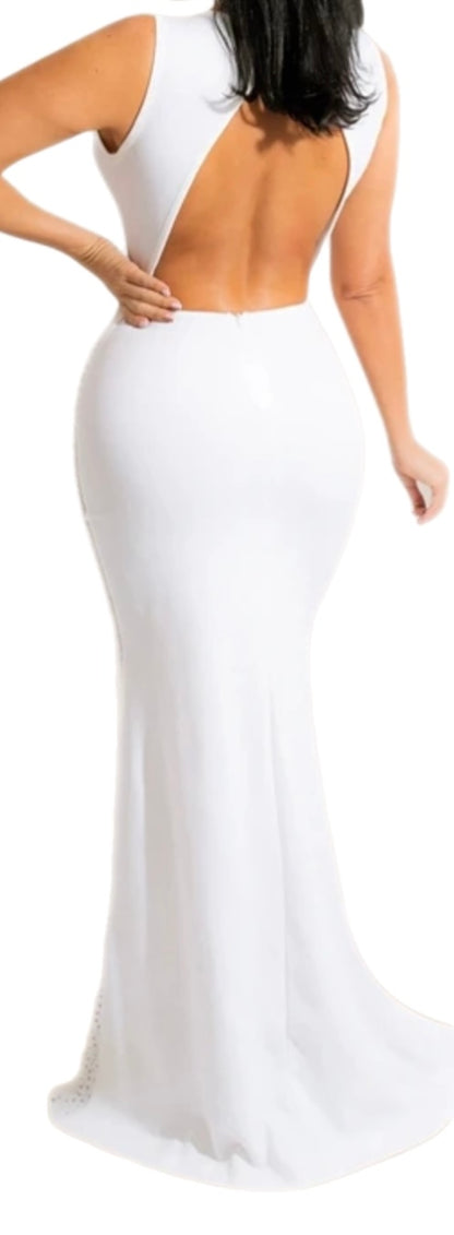 Rhinestone Sheer Mesh Maxi Dress