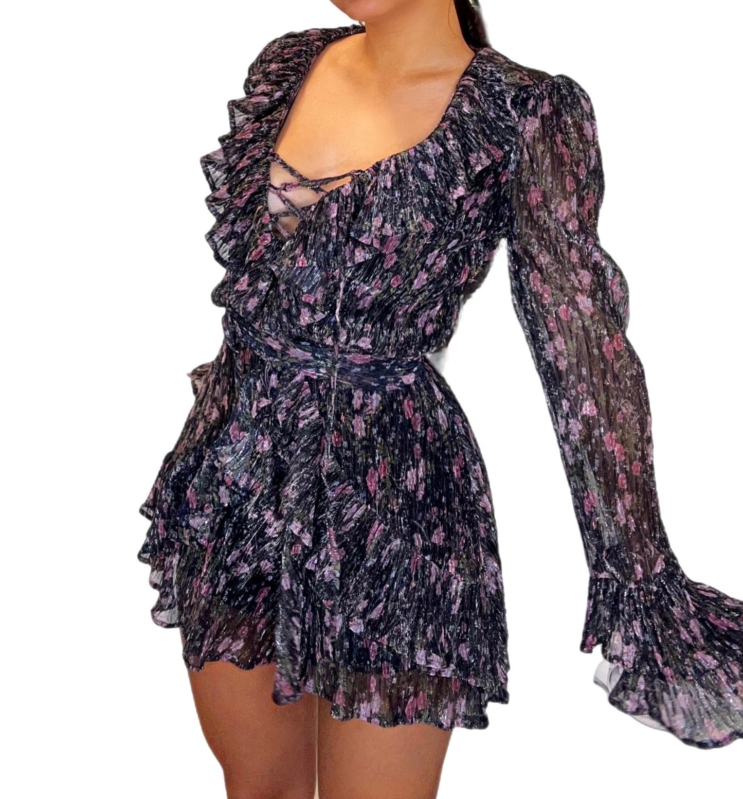 Floral Ruffed Romper Dress